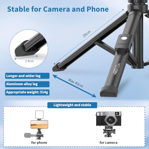 TONEOF 170cm Phone Camera Tripod Stand with Remote & Phone Holder, Monopod Tripod for Travel/Video Recording,Tall Smartphone Tripod Compatible with iPhone/Android/Webcamera