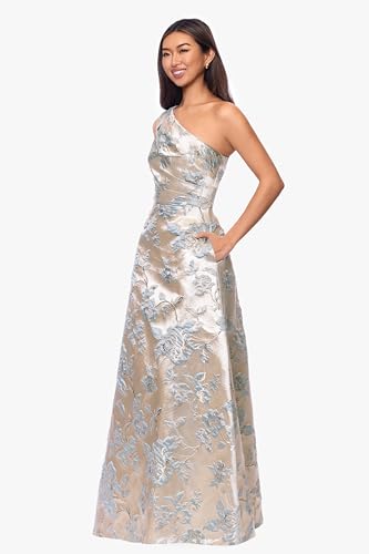 Image of Xscape Women's Brocade One Shoulder Sleeveless Floor Length Dress