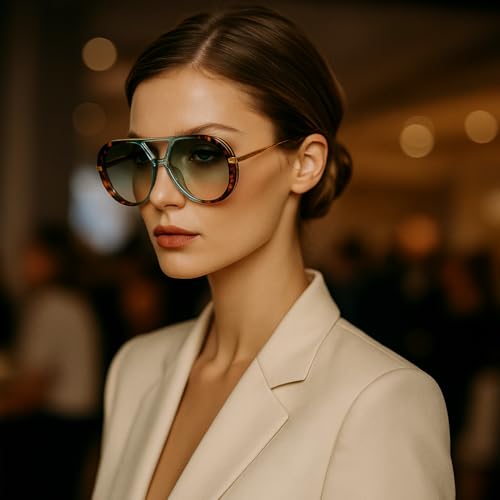 bullabulling Oversized Pilot Sunglasses For Women Fashion Big Frame Sun Glasses Trendy Metal Frame Oval Shades3