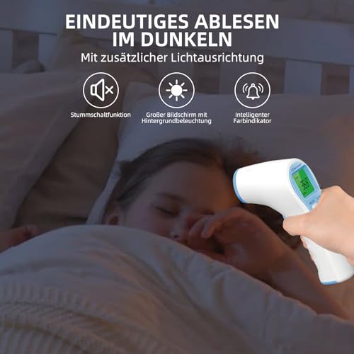Berrcom Fieberthermometer Kontaktloses Infrarot Stirnthermometer für Babys Kinder Erwachsene Digitales Medizinisches Thermometer 3 in 1 mit sofortigen genauen Messwerten