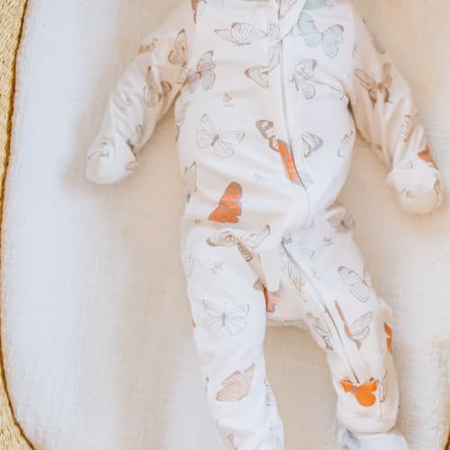 Image of Copper Pearl Zip-Up Footie Baby Pajamas - Soft Newborn Onesies for Boys & Girls, Tag-Free with Two-Way Zipper Baby Sleepers for Newborn - 24 Months, Luna