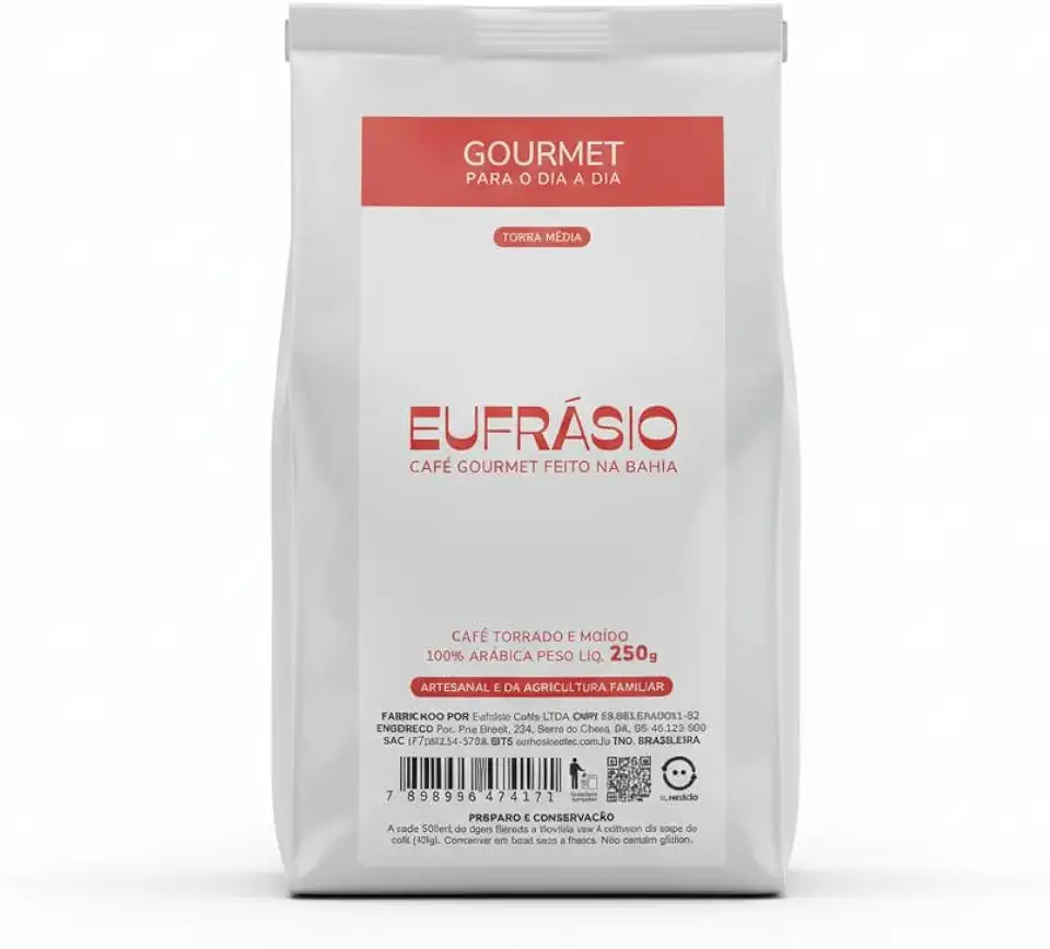 Café Eufrásio Gourmet Em Grãos 250g - Café Gourmet da Bahia, Torra Média, 100% Arábica