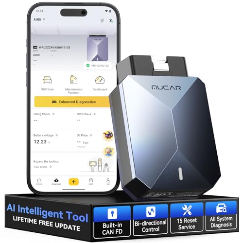 MUCAR BT200 MAX AI OBD2-Scanner, CANFD-Komplettdiagnosegerät mit 15 Resets, lebenslangen kostenlosen Updates und bidirektionaler Steuerung