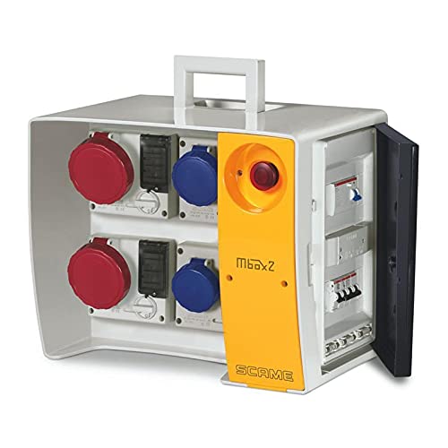 Scame mbox 2 - Cuadro obra mbox2 clavija pulsador 3 polos+neutro+tierra 23a 400v