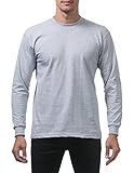 Pro Club Men's Heavyweight Cotton Long Sleeve Crew Neck T-Shirt, Heather Gray, 2X-Large