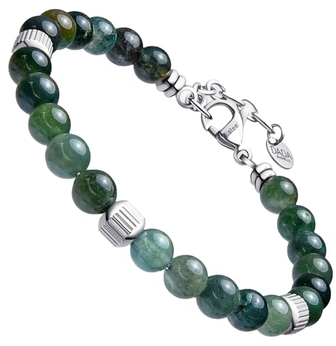 Dada Gioielli - Bracciale Uomo resistente, Beads Acciaio con Pietre Naturali 6mm Onice, Turchese, Sodalite, Occhio Di Tigre, Agata...