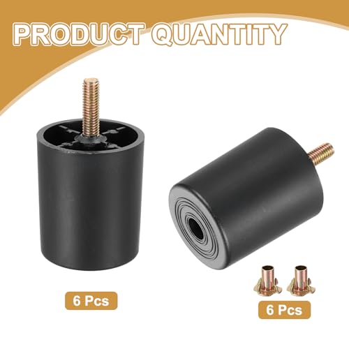 Patas de sofá para reparar muebles inestables, pack de 6 piezas negras con perno M8 4