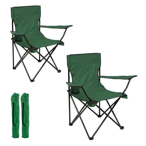 azorex Silla Plegable Camping Silla Pesca Playa Acampada Exterior con reposabrazos portavasos de Malla blosa Lateral Resistente 50x50x80cm (Verde, Set de 2)