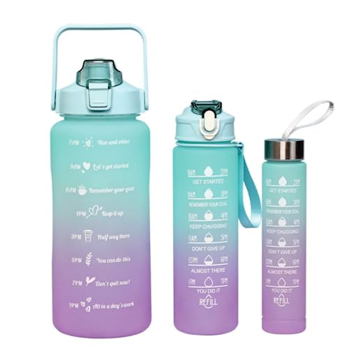 Kit 3 Garrafas 2 Litros, 900ml E 300ml Squeeze De Água Com Frases...