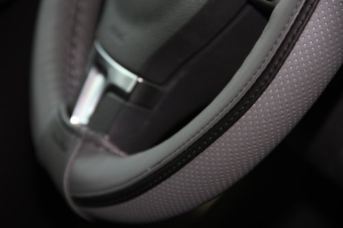 14.25"-15" Steering Wheel Wrap Cover Pvc Leather Stitch On With Needle & Thread Grey Color 47014 #TOP5