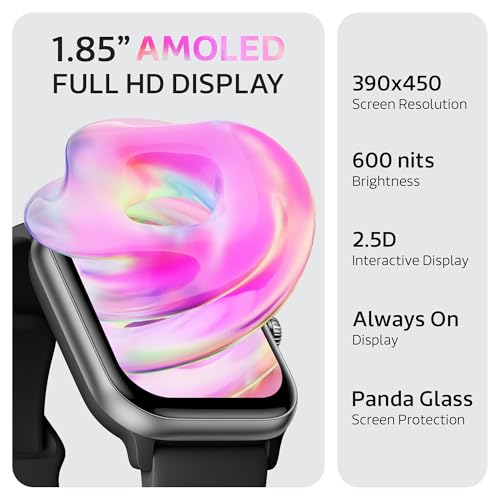Image of OCTANDRA Pulse 2 VeryFit 1.85 inch AMOLED Smart Watch - Bluetooth Answer Call Alexa Body Energy Heart Rate Oxygen Saturation Sleep Monitor Step Tracker - IP68 Fitness Watches for Men Women (GTX10) (Black)