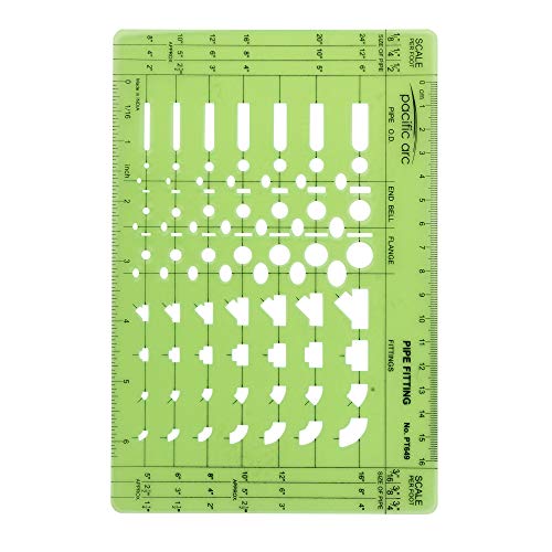Image of Pacific Arc Pipe Fitting Template Guide, with Pipe O.D., End Bell, Flange, and Fittings