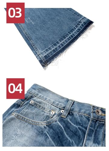 Men's and Women's Tassel Jeans Big Hole Pants Wide Leg Jean3