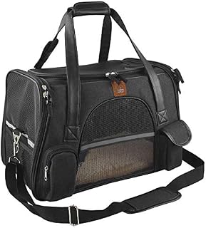 Purrpy Premium Pet Carrier Airline Approved Soft Sided for Cats and Dogs Portable Cozy Travel Pet Bag, Car Seat Safe Carrier Deep Grey