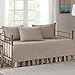 Comfort Spaces Kienna Soft Microfiber Solid Blush Stitched Pattern 5 Piece Quilt Daybed Bedding Sets, 75"x39", Taupe