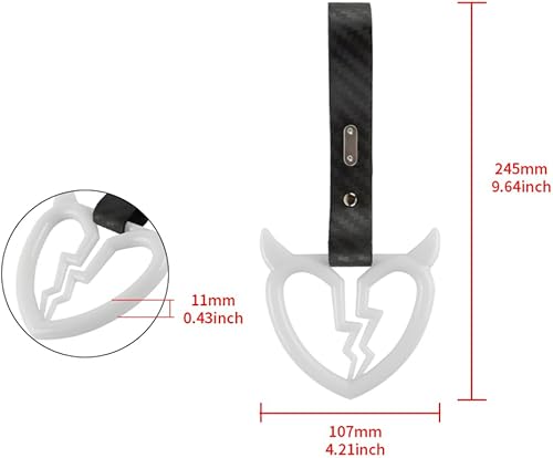 Miniatura 6 de Q1-TECH, JDM Tsurikawa Anillo japonés de metro, tren, autobús, mango de coche, cuerno de diablo, mango de corazón roto, correa de mano, anillo de