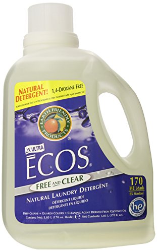 Earth Friendly Products Ecos Liquid Laundry Detergent,with built-in fabric softener, Free and Clear, 170 Ounce