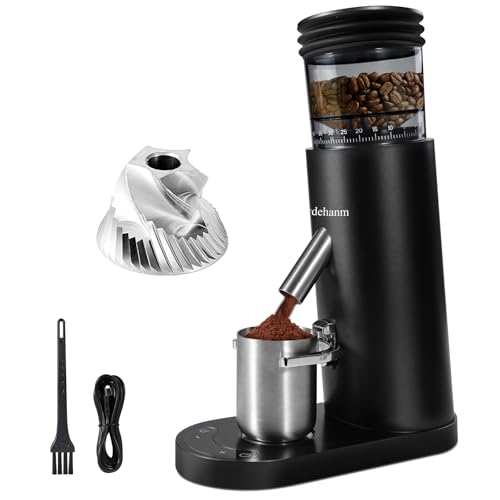 Image of Coffee Grinder, Rechargeable Conical Burr Mill, 60 Settings, Cordless Black | Stainless steel burrs, digital timer, anti-static chute and air blower; 2600mAh USB-C battery for home, office or travel