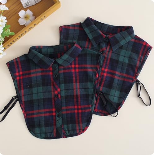 Womens Classic Plaid Fake Collar Detachable Dickey Collar Half Shirts Blouse False Collar Top for Women Outfits3