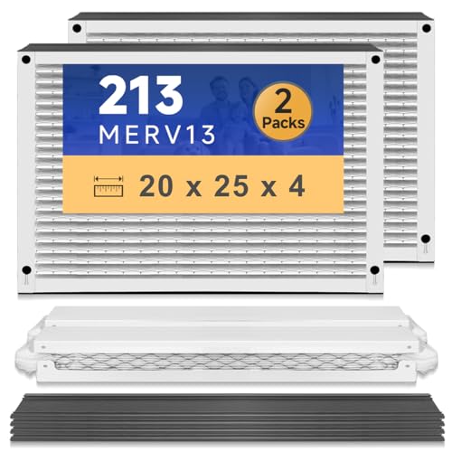 213 Replacement Air Filter MERV13 20x25x4 for AirPurifiers Model 1210, 1620, 2120, 2200, 2210, 2216, 3210, 4200, and Space-Gard 2200 with Upgrade Kit 1213 Pleated HVAC AC Furnace Filter 2-Pack