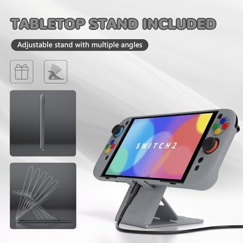 Image of PlayVital Protective Case for Nintendo Switch 2 with Extra Stand | Ultra-Slim Dockable Hard Shell, Split Joycon Cover, Button Caps & Thumb Grips | Pattern Series, SFC SNES Classic EU Style