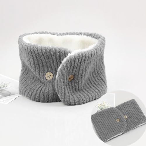 Fleece Lined Neck Warmer Double-Layer Sherpa Fleece Ski Face Neck Gaiter Button Winter Infinity Scarf for Women Men2