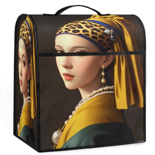 Coffee Maker Cover Girl With A Pearl Earring Kitchen Appliance Covers Small Appliance Covers Blender Cover Juicer Cover Dust Covers for Kitchen Appliances with Top Handle and Pockets,Washable,C734