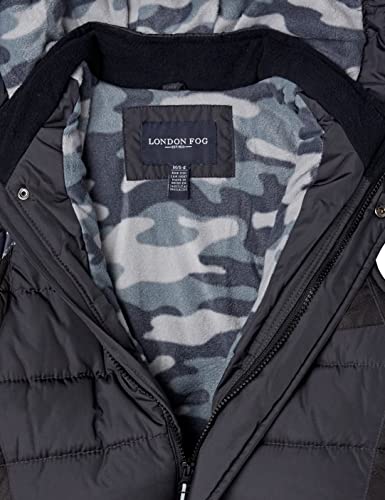 Image of LONDON FOG Boys' Toddler Color Blocked Winter Puffer Jacket with Hat