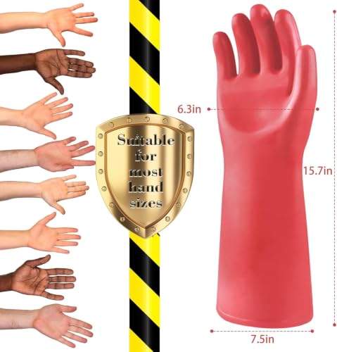 Image of DongChu Insulating Gloves 1.8mm-Thickness High Voltage Electrical Work Protective Gloves Cut & Stab Resistant 12kVAC /22kVDC Max Rubber Insulating Handwear For Lineworker Electricians