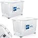 Produktbild Stimo 2x 60L Aufbewahrungsbox mit Deckel und Rollen große Box rollbar (Transparent)