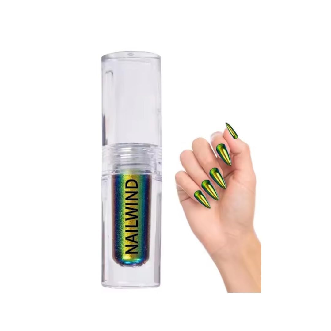 RUBYFACE Chrome Nail Liquid Powder, Liquid Chrome for Nails 3ml, Mirror Effect, Easy To Us, High Pigment Holographic Glitter Nail Polish, Nail Art Glitter Mermaid Pearl Glitter for Nail Polish Kits Nail Art (AL-09)