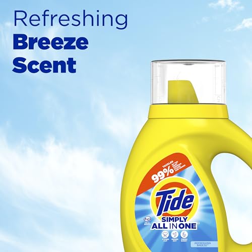 Image of Tide Simply All-In-One Liquid Laundry Detergent, Refreshing Breeze Scent, 10 fl oz Each (Pack of 12)
