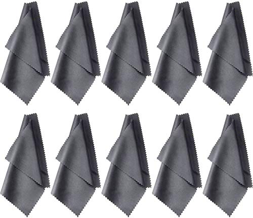 Preisvergleich Produktbild Mikrofasertücher Brillenputztuch 10 Pcs Xpassion Optikerqualität Reinigungstuch für Tablet, Laptop, Smartphone Kameralinsen HD-Bildschirme Silber grau 20x20 cm