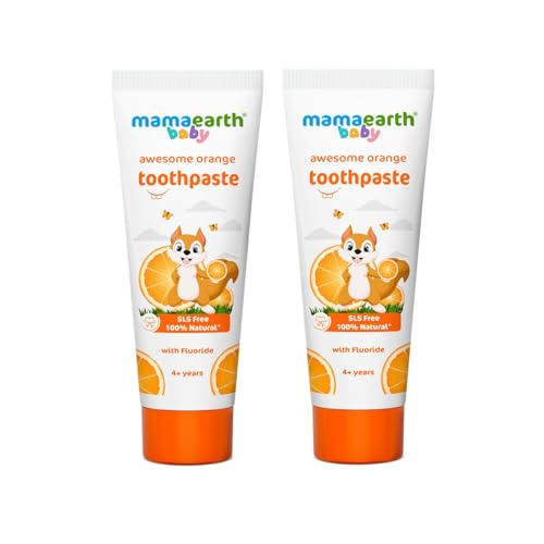 Image of Mamaearth Awesome Orange Toothpaste For Kids With Fluoride - 50 g (Pack of 2) | Sulfate Free | Cleanses Teeth | Provides Healthy Teeth & Gums