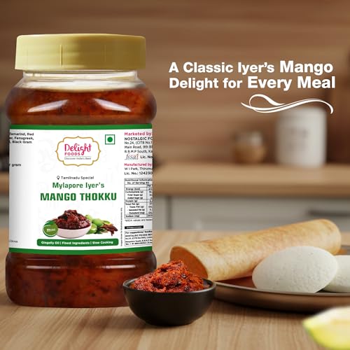 Image of Delight Foods Mylapore Iyer's Mango Thokku 800g - Rice Mix | Homemade Recipe with Gingelly /Sesame Oil | Mango Thokku Pickle /Aam Ka Aachar /Magaya Pachadi | Tamil Nadu Special | NO PRESERVATIVES