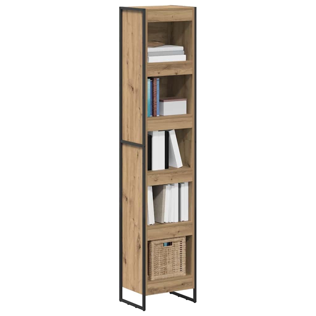 vidaXL Estantería para Libros Roble Artesanal 40 x 30 x 189,5 cm, Mueble para Libros Rectangular, estantería Industrial, Organizador Moderno, Ahorra Espacio en el salón