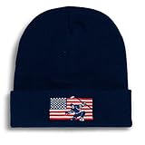 ChalkTalkSPORTS Hockey Knit Beanie Hat | Patriotic Hockey Embroidered Beanie