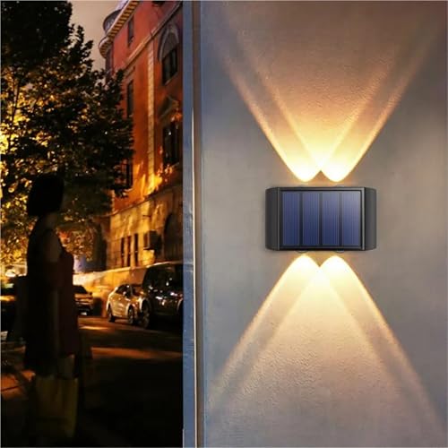 Luces solares para balcon y terraza decorativa calida con proyeccion vertical 16 LED