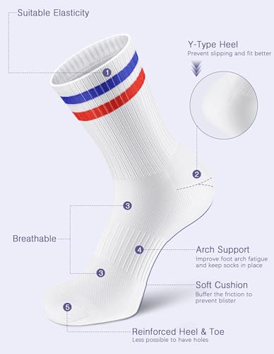 Image of Airacker Athletic Socks Sport Running Calf Socks Performance Cushioned Breathable Crew Socks for Men Women(6 Pairs)