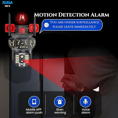 Image of XUGA Cybernautt X8Z-K 8MP Dual Lens 4G PTZ Camera | Dual view screen with 10x digital zoom. Outdoor waterproof build. Compatible with Airtel 4G SIM for remote field security.
