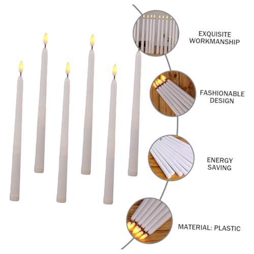 Velas LED sin llama de poste largo: pack de 12 luces decorativas parpadeantes 4