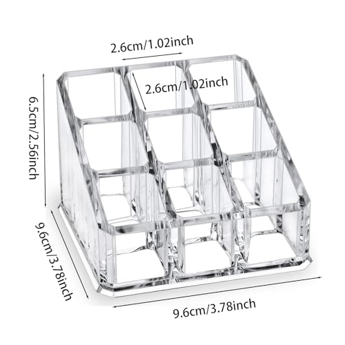 Image of Clear Acrylic Lipstick Lip Gloss Organizer 9 Slots Small Cosmetic Display Holder for Nail Polish Essential Oil