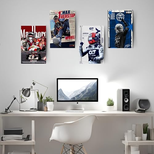 Image of Posters Inc Sports F1 Cars Motivational Posters for Wall A4 Size Aesthetic Setup 300 GSM Matte Paper Pack of 6 Automotive Motorsport Decor for Boys Gaming Room, Bedroom, Home & Office with Adhesive
