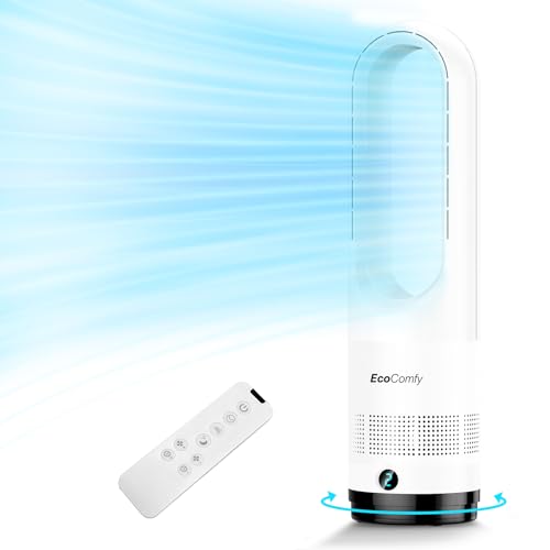 Ecocomfy Bladeless Tower Fan for Bedroom, 22Inch Oscillating Cooling Fans with Remote, Quiet...