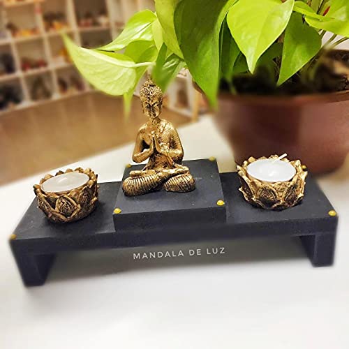 Altar com Castiçal de Estátua de Buda Dourado 15cm - 465