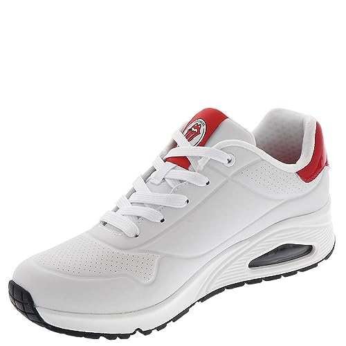 Skechers Women's UNO-Rolling Stones Single Sneaker, White/Red, 7.54