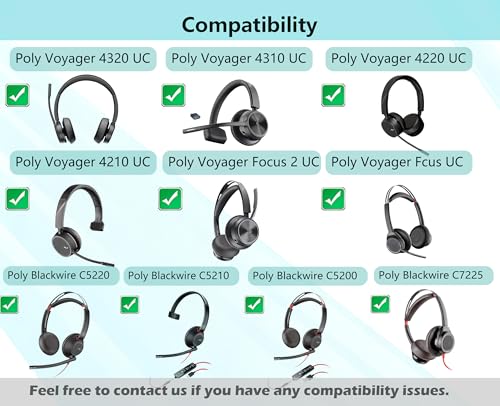Almohadillas para auriculares Voyager 4320 UC compatibles con Plantronics Voyager 4310 UC/4320 UC/Voyager Focus UC B825/Focus 2 UC B835/Poly Blackwire 5220/5210/5200/7225 miniatura 2