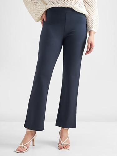 Image of Tokyo Talkies Women's Stretchable Bootcut Pants | High Rise Flared Trousers |Travel & Formal Wear|Workwear Trousers