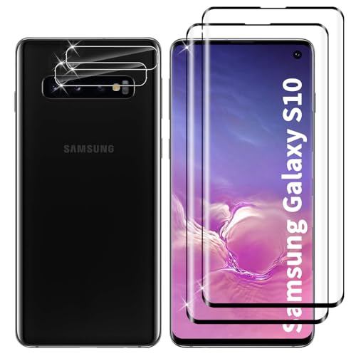Lutree für Samsung Galaxy S10 für Panzerglas Schutzfolie 2+2 Stück 3D Schutzglas und Kameraschutz Folie 9H Härte HD Displayschutz Bläschenfrei Anti- Kratzer Displayfolie