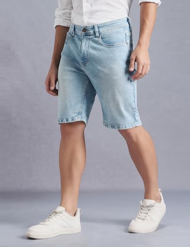 Image of INKD Men's Denim Shorts for Men - Mid-Rise | Cotton Rich | Regular Fit (Available in Plus Sizes)